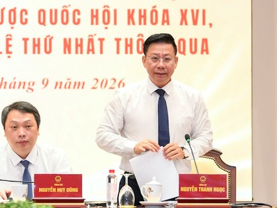 Thứ trưởng Bộ Tư pháp Nguyễn Thanh Ngọc tại cuộc họp báo. Ảnh: Như ý. 