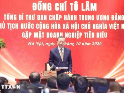 Tổng Bí thư, Chủ tịch nước Tô Lâm mong muốn các doanh nhân nuôi dưỡng chí lớn, bền lòng gây dựng doanh nghiệp, thương hiệu bằng chất lượng, năng lực và chữ tín, đem lại niềm tự hào cho Việt Nam - Ảnh: TTXVN.