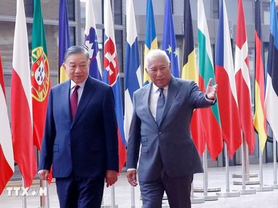 Lễ đón Tổng Bí thư, Chủ tịch nước Tô Lâm thăm chính thức Liên minh châu Âu 