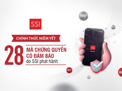 Niêm yết thêm 28 mã chứng quyền mới do SSI phát hành, tổng cộng 423 triệu đơn vị