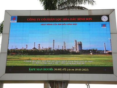 Bảng điện tử đã thống kê BSR đạt 30 triệu giờ công an toàn vào ngày 10/3/2020