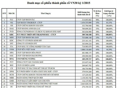HVG và KBC thay EIB và CTG vào rổ VN30
