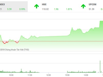 Phiên chiều 21/8: Dòng bank giúp sức, VN-Index tăng vọt cuối phiên