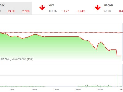 Phiên chiều 28/2: Lao dốc 