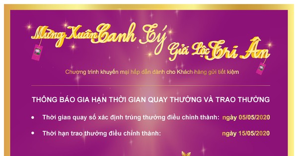 BAC A BANK điều chỉnh lịch quay thưởng và trao thưởng chương trình “Mừng Xuân Canh Tý - Gửi...