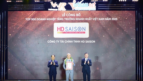 HD SAISON vừa được Công ty Cổ phần Báo cáo Đánh giá Việt Nam (Vietnam Report) và báo VietnamNet trao tặng giải thưởng FAST500-Top 500 doanh nghiệp tăng trưởng nhanh nhất Việt Nam.