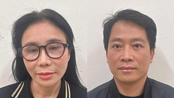 Vợ chồng Phan Thị Mai và Hoàng Kim Khánh, chủ Thẩm mỹ viện Mailisa tại cơ quan điều tra (Ảnh: Bộ Công an)