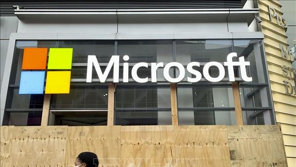 Biểu tượng tập đoàn Microsoft tại New York, Mỹ. Ảnh tư liệu: Kyodo/TTXVN