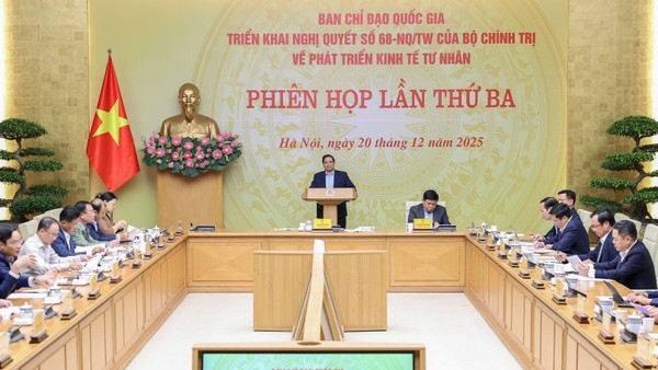 Thủ tướng Phạm Minh Chính, Trưởng Ban Chỉ đạo quốc gia triển khai Nghị quyết số 68-NQ/TW của Bộ Chính trị về phát triển kinh tế tư nhân, chủ trì Phiên họp lần thứ ba của Ban Chỉ đạo - Ảnh: VGP.
