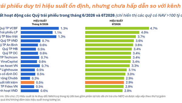 Quỹ đầu tư cổ phiếu bị ảnh hưởng thị trường giảm giá, quỹ trái phiếu duy trì mức lợi nhuận ổn định