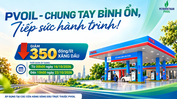PVOIL giảm giá 350 đồng/lít xăng dầu tại 1.100 cửa hàng trên toàn quốc