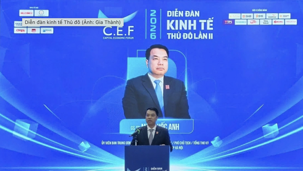 TS Mạc Quốc Anh, Phó Chủ tịch kiêm Tổng Thư ký Hiệp hội Doanh nghiệp nhỏ và vừa thành phố Hà Nội (HANOISME) phát biểu tại sự kiện