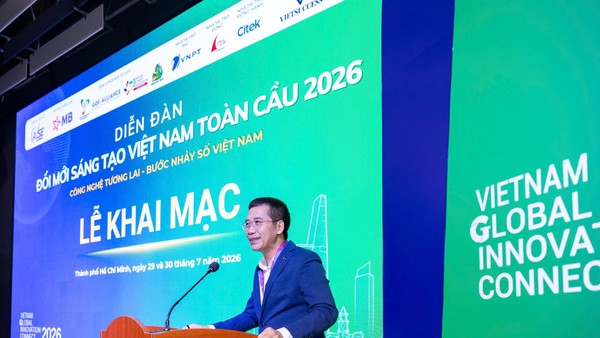 Ông Lưu Trung Thái, Chủ tịch HĐQT MB phát biểu tại Lễ khai mạc Diễn đàn Đổi mới sáng tạo Việt Nam toàn cầu 2026 (VGIC 2026). 
