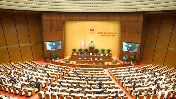 Phiên họp Quốc hội cuối cùng của đợt 1 Kỳ họp thứ Nhất - Quốc hội khóa XVI diễn ra sáng 12/4.