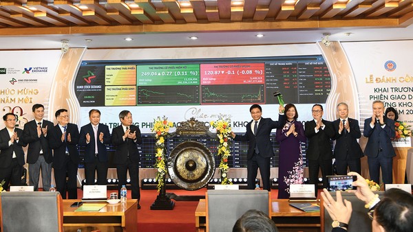 Bộ trưởng Nguyễn Văn Thắng đánh cồng khai trương phiên giao dịch chứng khoán đầu năm 2026