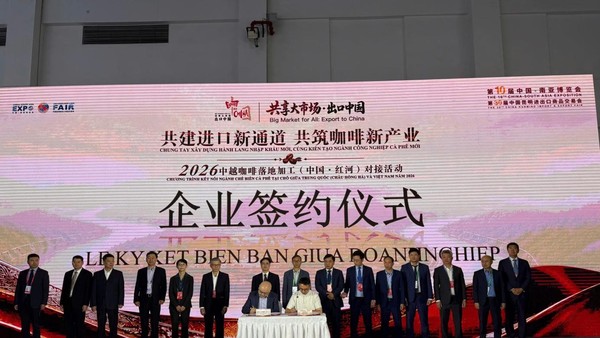 Ký kết biên bản ghi nhớ giữa doanh nghiệp Trung Quốc và Việt Nam trong lĩnh vực cà phê.