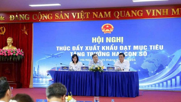 Hội nghị thúc đẩy xuất khẩu đạt mục tiêu tăng trưởng 2 con số năm 2026 tại Bộ Công thương. 