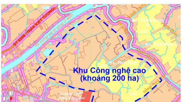Khu Công nghệ cao Cần Thơ có quy mô diện tích 200 ha thuộc địa bàn phường Ô Môn