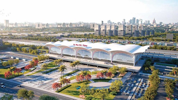 Phối cảnh Ga Nam Hải Phòng tại Dự án Đường sắt Lào Cai - Hà Nội - Hải Phòng 