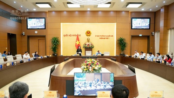 Phó chủ tịch Quốc hội Nguyễn Thị Hồng điều hành phiên thảo luận - Ảnh: QH. 