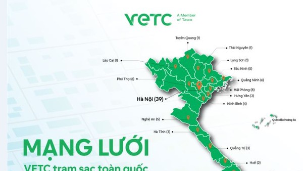 VETC phủ 50% mạng lưới trạm sạc đa thương hiệu tại Việt Nam