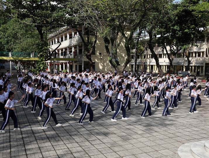 Tiếp sức học sinh trước kỷ lục đồng diễn Vovinam