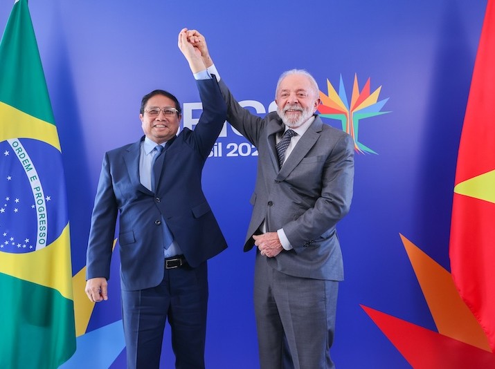 Thủ tướng Chính phủ Phạm Minh Chính và Tổng thống Brazil Luiz Inacio Lula da Silva. Ảnh: Nhật Bắc