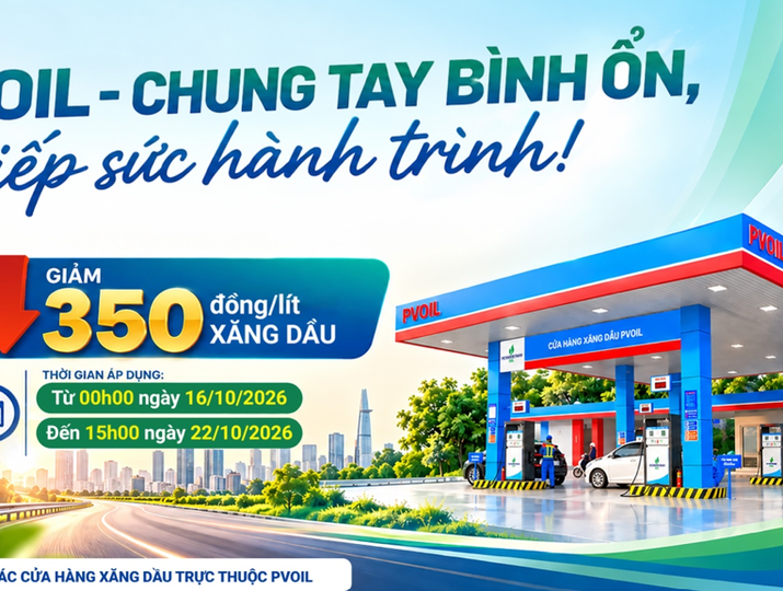 PVOIL giảm giá 350 đồng/lít xăng dầu tại 1.100 cửa hàng trên toàn quốc