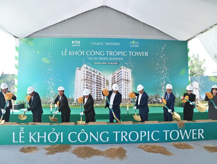 Đại diện Novaland và các đối tác thực hiện nghi thức khởi công công trình.