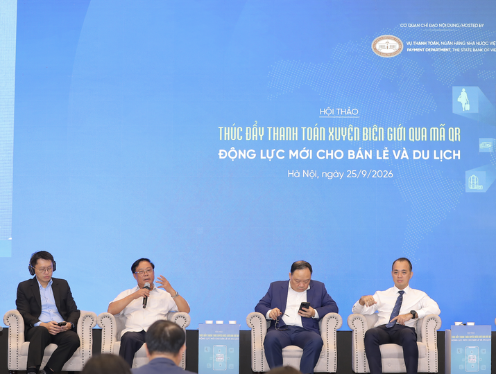 Các diễn giả thảo luận tại Hội thảo “Thúc đẩy thanh toán xuyên biên giới qua mã QR: Động lực mới cho bán lẻ và du lịch” 