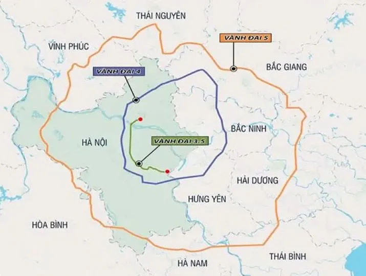 Đường vành đai 5 Vùng Thủ đô sẽ đi qua 7 tỉnh, thành Dự án đường Vành đai 5 đi qua 7 tỉnh thành sẽ mở ra không gian phát triển mới