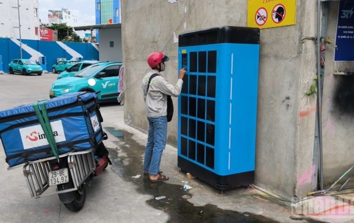 Một tủ đổi pin xe máy điện tại TP.HCM 