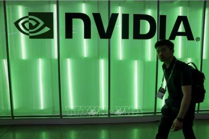 Biểu tượng của Tập đoàn Nvidia. Ảnh: REUTERS/TTXVN 