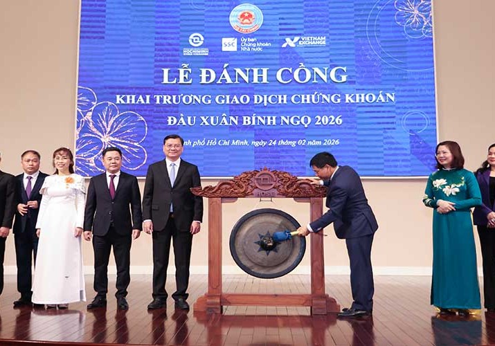 Lễ đánh cồng khai trương Phiên giao dịch chứng khoán đầu Xuân Bính Ngọ 2026 
