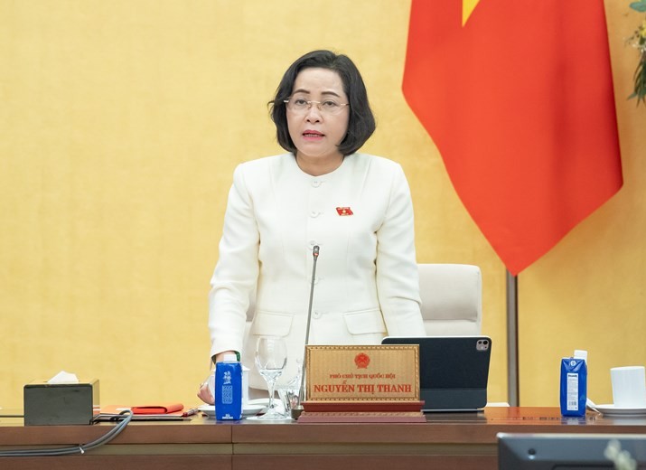 Phó chủ tịch Quốc hội Nguyễn Thị Thanh phát biểu tại phiên họp. 