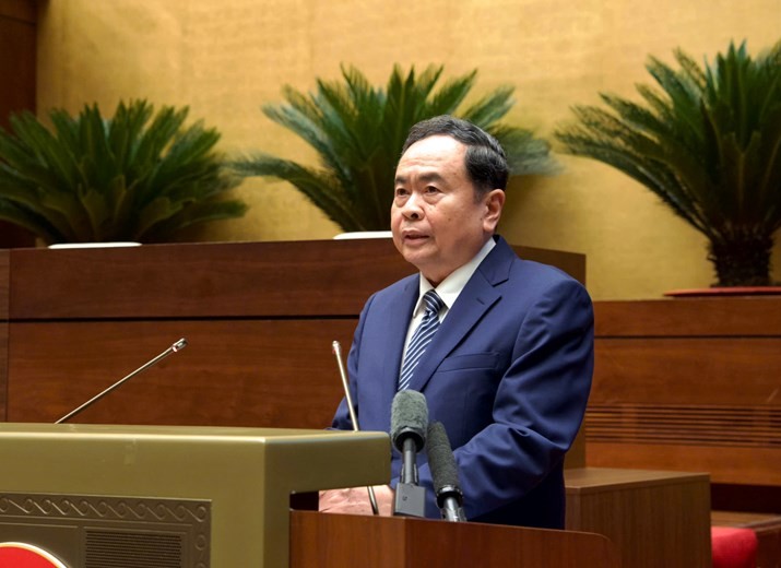 Chủ tịch Quốc hội, Chủ tịch Hội đồng Bầu cử quốc gia Trần Thanh Mẫn phát biểu khai mạc. 