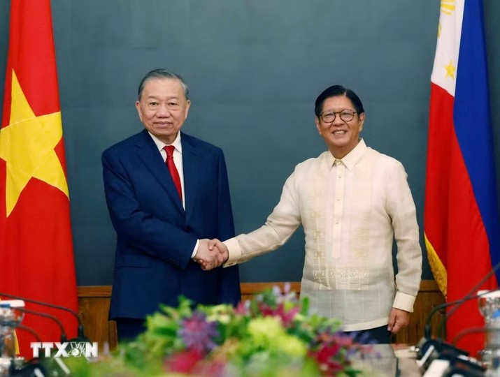 Tổng Bí thư, Chủ tịch nước Tô Lâm và Tổng thống Philippines Ferdinand Romualdez Marcos Jr. tại cuộc gặp gỡ báo chí, thông báo kết quả hội đàm. Ảnh: Thống Nhất/TTXVN