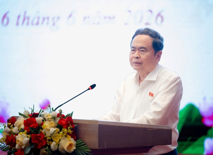 Chủ tịch Quốc hội Trần Thanh Mẫn phát biểu bế mạc Hội nghị. 