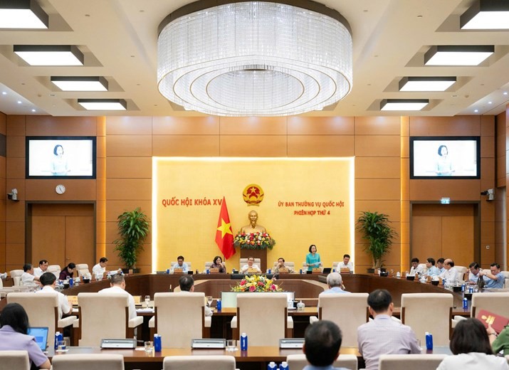 Phó chủ tịch Quốc hội Nguyễn Thị Thanh điều hành phiên thảo luận. 