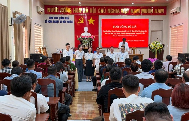 Phiên đấu giá các mỏ khoáng sản làm vật liệu xây dựng thông thường trên địa bàn tỉnh Quảng Ngãi ngày 25/9 có 24 mỏ được đấu giá thành công.