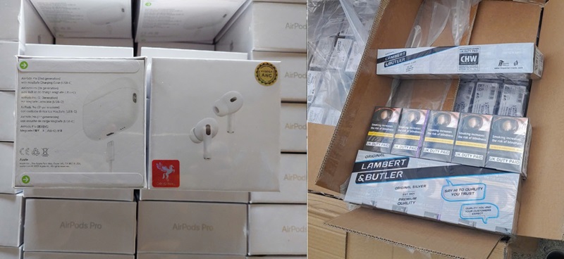 Bắt giữ lượng lớn thuốc lá Lambert & Butler và tai nghe Apple giả mạo nhãn hiệu