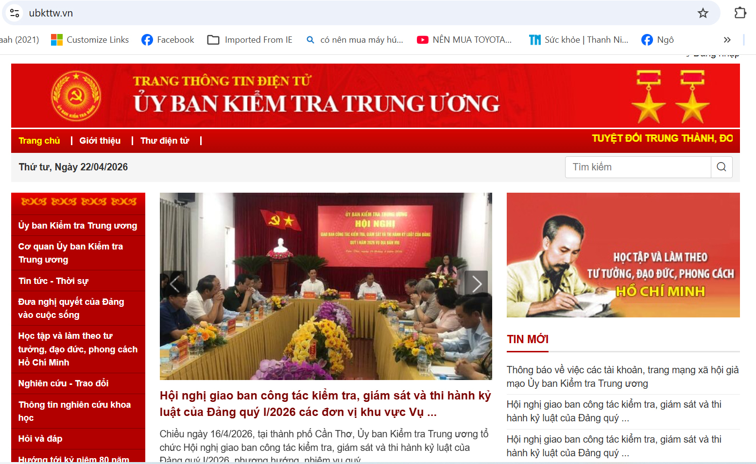 Cảnh báo trang mạng giả mạo Ủy ban Kiểm tra Trung ương