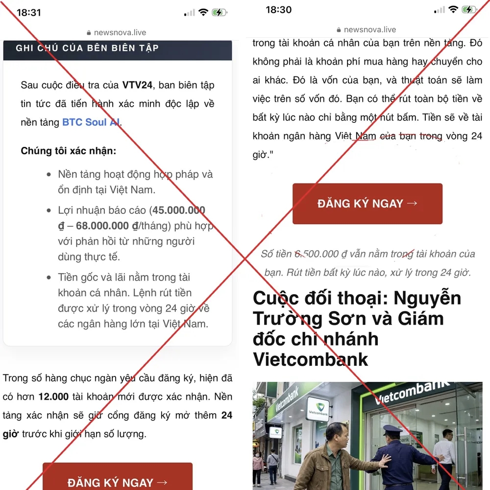 Mạo danh Vietcombank chào mời chơi....tiền số