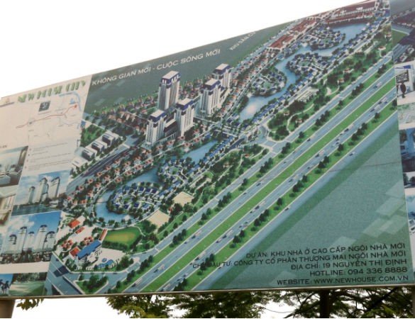 Tấm biển giới thiệu dự án Khu đô thị ngôi nhà mới