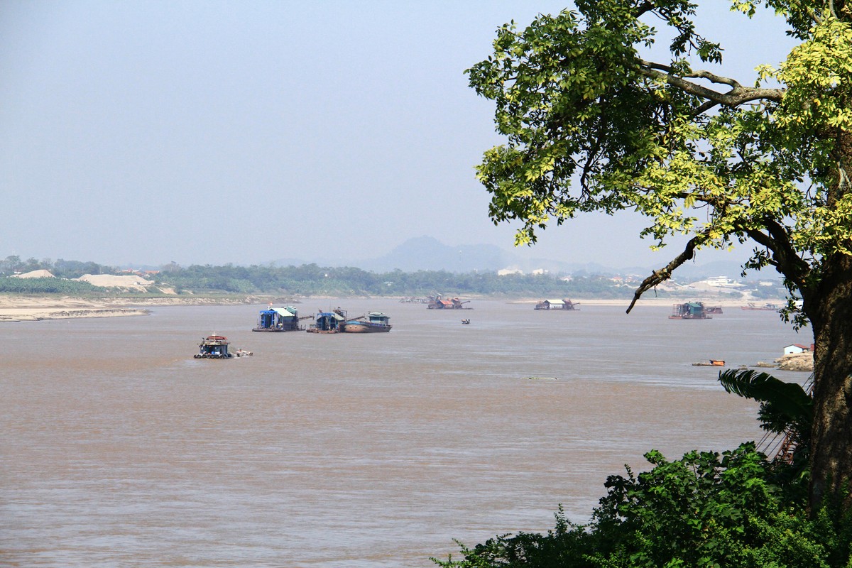 Rất nhiều tàu hút cát tập trung ở khu vực các xã Trung Hà, Phong Vân, Cổ Đô (huyện Ba Vì).