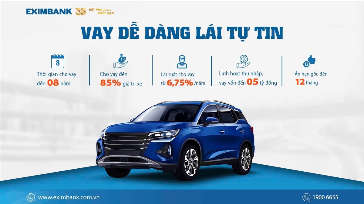 Eximbank ra mắt gói vay ưu đãi mua xe ô tô &quot;VAY DỄ DÀNG - LÁI TỰ TIN&quot;, đem đến giải pháp tài chính toàn diện cho khách hàng.
