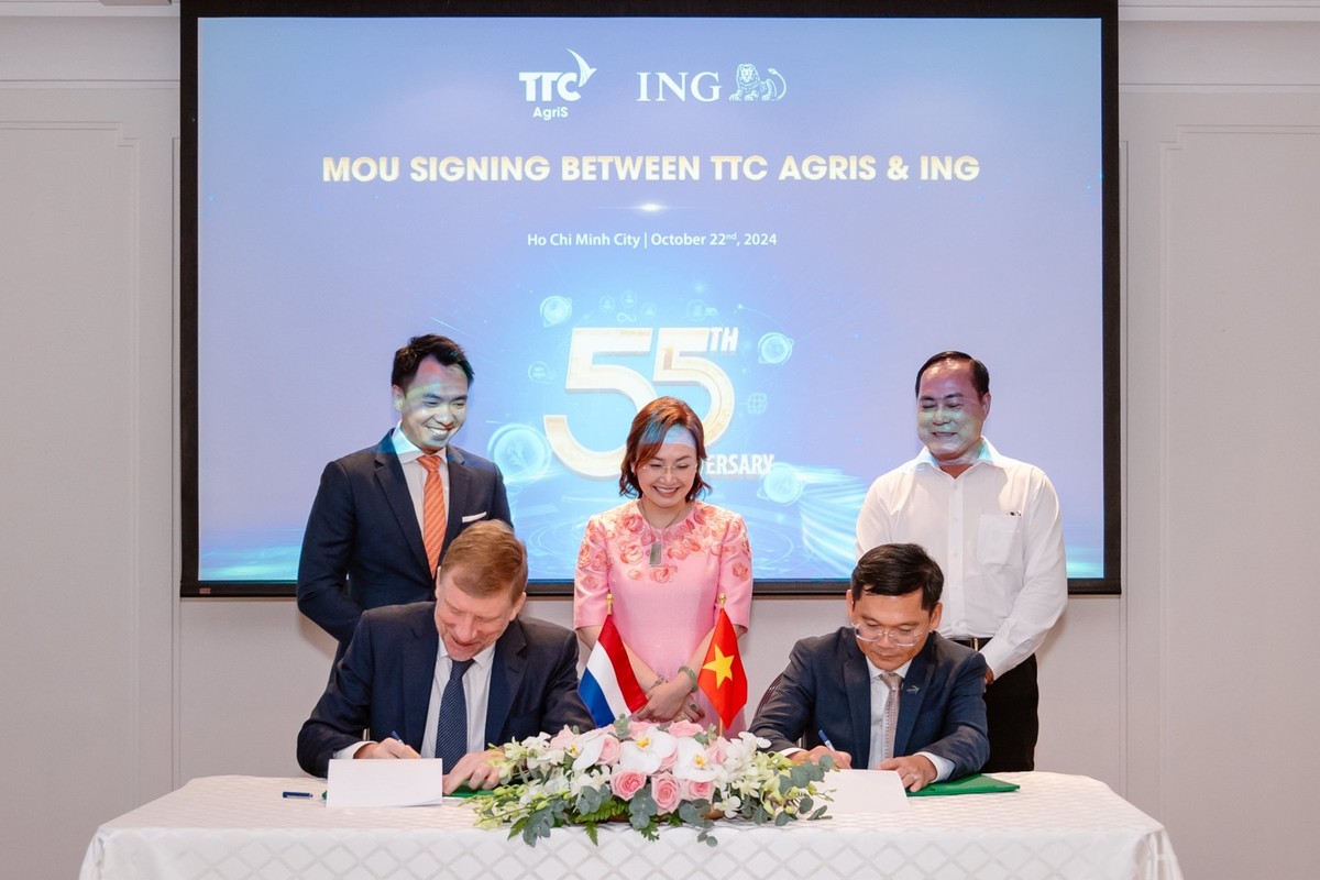 TTC AgriS và ING ký kết Biên bản Ghi nhớ về việc dự kiến tài trợ khoản vốn 100 triệu USD nhằm phục vụ và tập trung vào chiến lược mở rộng lĩnh vực F&amp;B tại thị trường Úc và Singapore, đặc biệt chú trọng phát triển nông nghiệp bền vững tại Úc