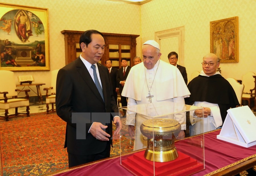 Chủ tịch nước Trần Đại Quang tiếp kiến Giáo hoàng Francis ảnh 4 Chủ tịch nước Trần Đại Quang tiếp kiến Giáo hoàng Francis ảnh 4