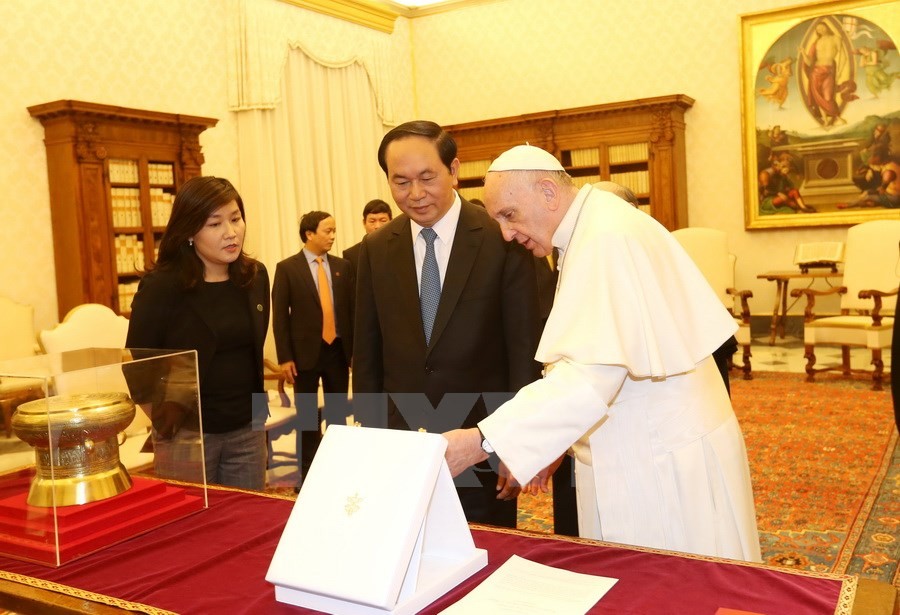 Chủ tịch nước Trần Đại Quang tiếp kiến Giáo hoàng Francis ảnh 3 Chủ tịch nước Trần Đại Quang tiếp kiến Giáo hoàng Francis ảnh 3