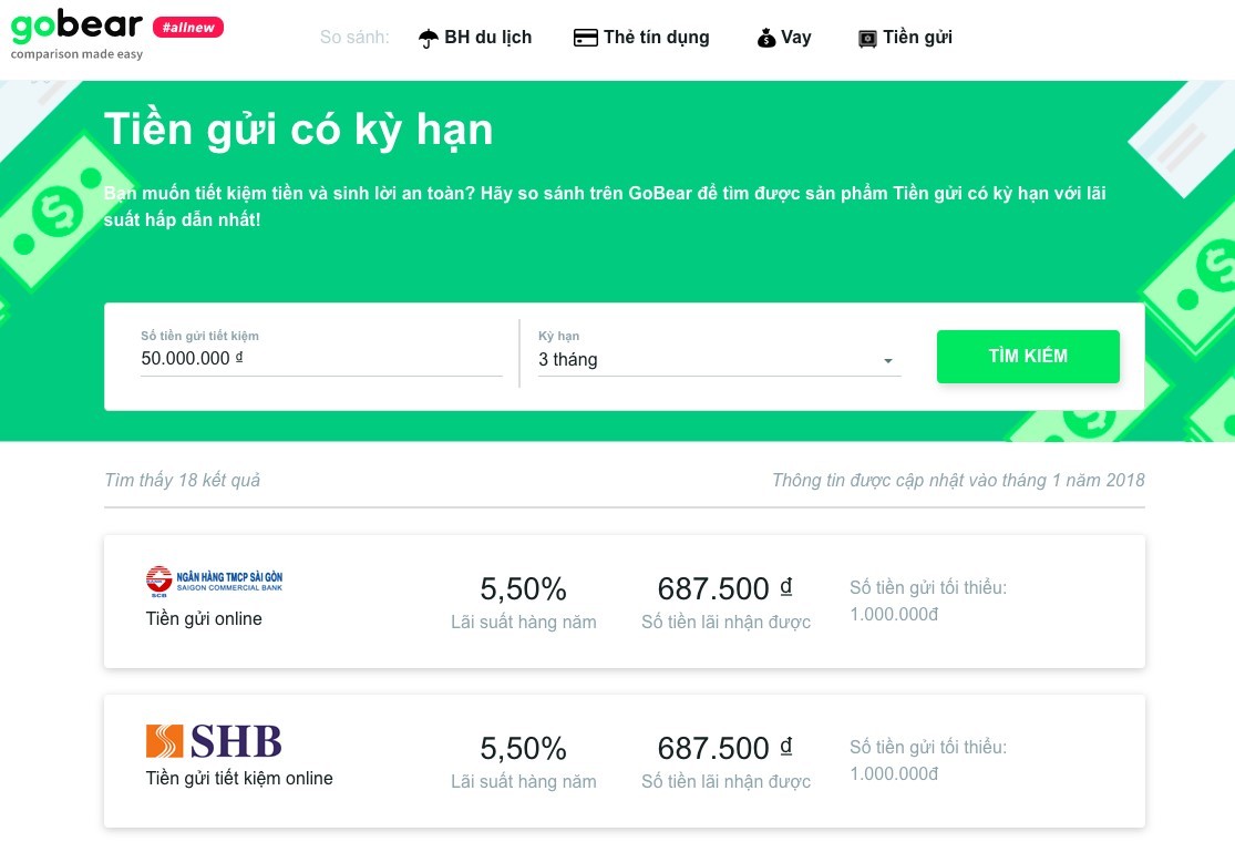 GoBear Việt Nam ra mắt sản phẩm so sánh Tiền gửi tiết kiệm có kỳ hạn ảnh 1 GoBear Việt Nam ra mắt sản phẩm so sánh Tiền gửi tiết kiệm có kỳ hạn ảnh 1
